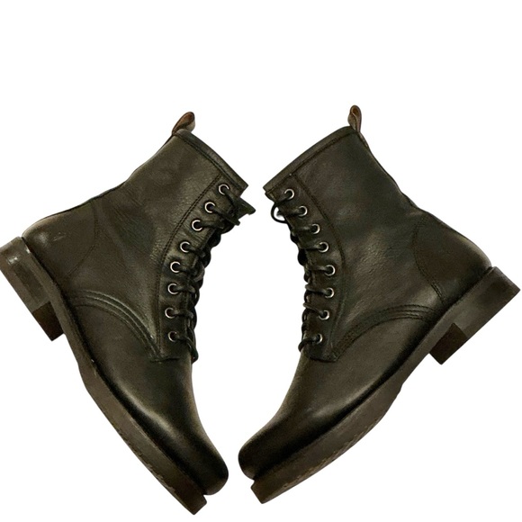 FRYE Veronica Flex Black Leather Combat Boot Size 6.5 Lace-ups - Picture 9 of 16